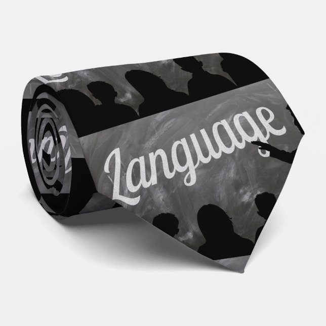 Language Teacher  Blackboard  Chalk Necktie (Rolled)