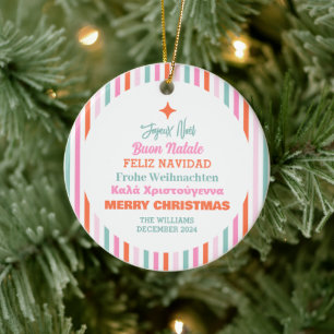 Languages Merry Christmas Ceramic Ornament