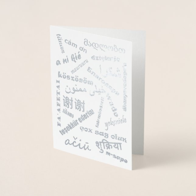 Languages Multilingual Thank You Silver Foil Card (Front)