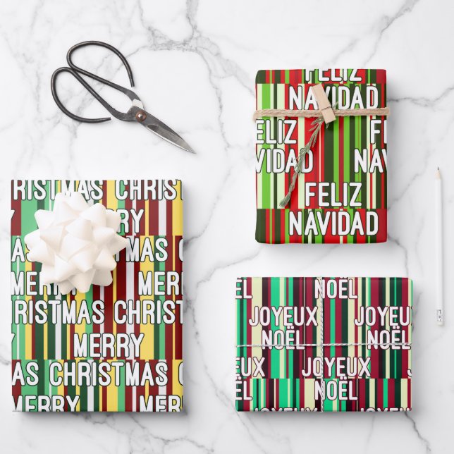 Languages of Christmas Wrapping Paper Sheet (Front)