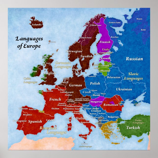 Languages of Europe Poster (Front)
