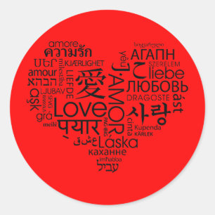Languages of Love Heart Classic Round Sticker