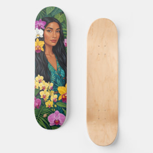 Lani in orchids canvas print skateboard