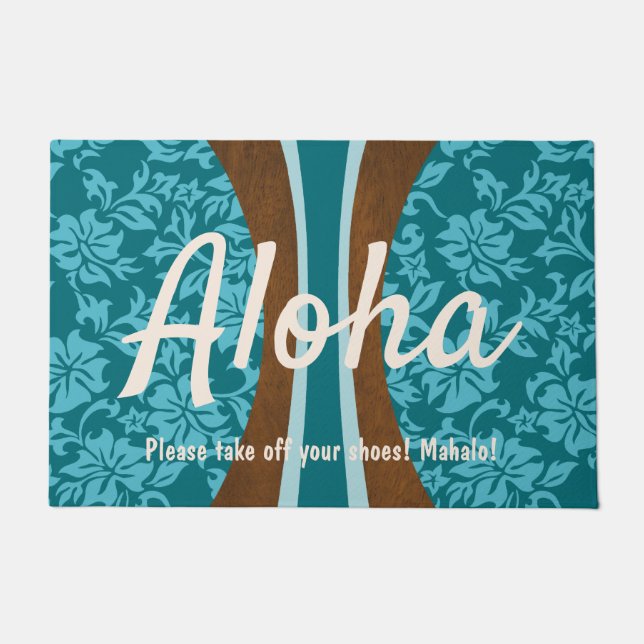 Laniakea Hawaiian Faux Wood Surfboard Aloha Doormat (Front)