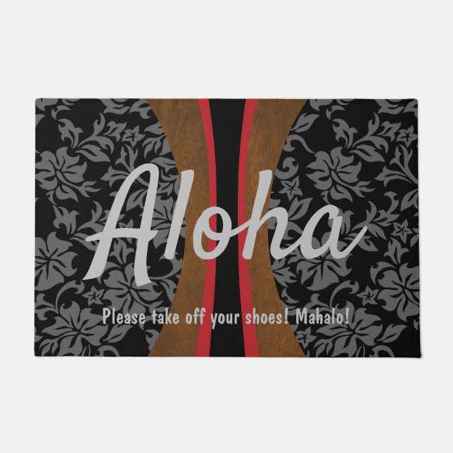 Laniakea Hawaiian Faux Wood Surfboard Aloha Doormat (Front)