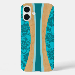 Laniakea Hawaiian Faux Wood Surfboard Light Teal  iPhone 16 Plus Case