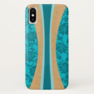 Laniakea Hawaiian Faux Wood Surfboard Teal iPhone X Case
