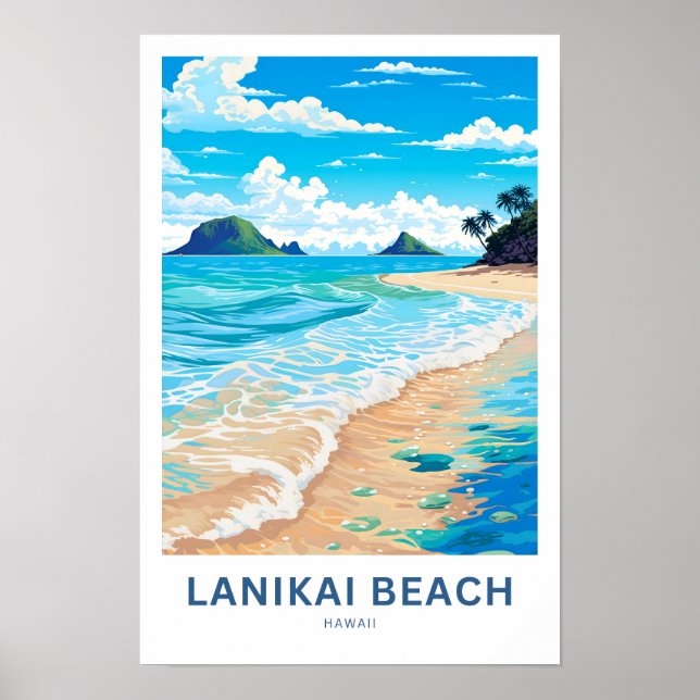 Lanikai Beach Hawaii Travel Print (Front)