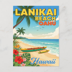 Lanikai Beach, Hawaii – Tropical Canoe Postcard