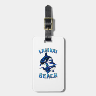 Lanikai Beach Hawaii Vacation Tribal Whale Orcas Luggage Tag