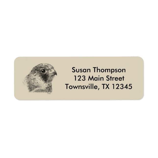 Lanner Falcon Drawing Return Address Label (Front)