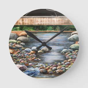 Lanscape The Brook Handpainted Original Art Round Clock