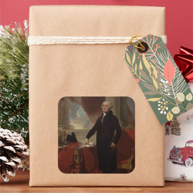 Lansdowne Portrait: US President George Washington Square Sticker (Holiday)