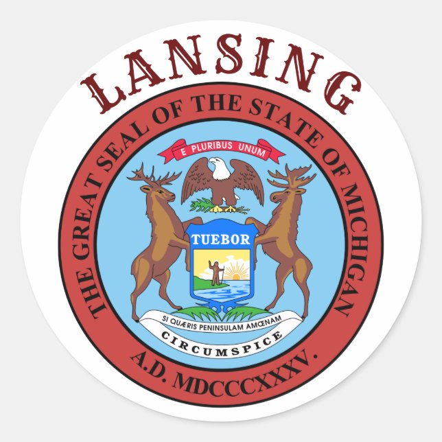 Lansing, Michigan Classic Round Sticker (Front)