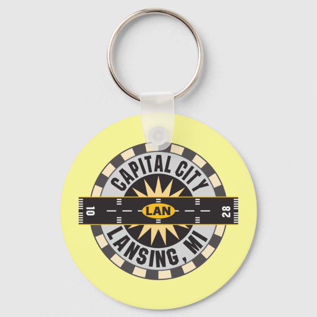 Lansing, Michigan LAN Airport Key Ring (Front)
