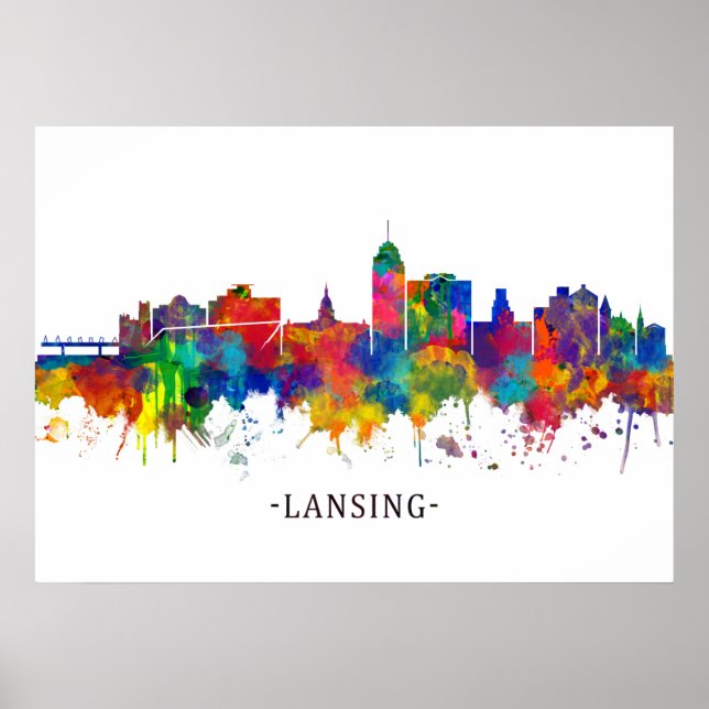 Lansing Michigan Skyline Poster (Front)