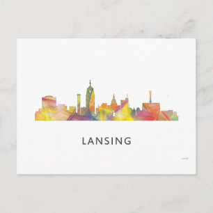 LANSING, MICHIGAN SKYLINE WB1 - POSTCARD