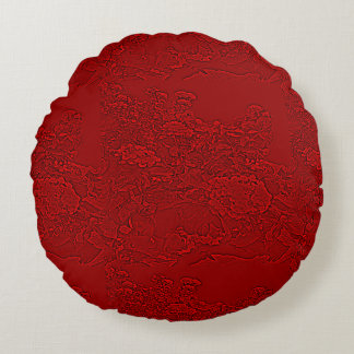 Lantana Floral Red Design Round Cushion