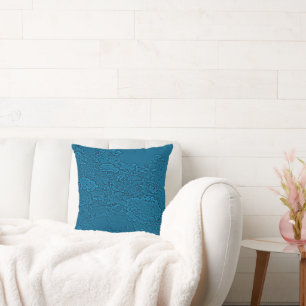 Lantana Floral Teal Blue Design Cushion