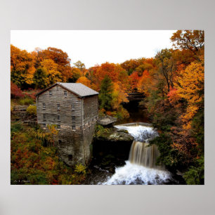 Lanterman's Mill in Autumn Poster