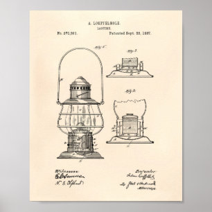 Lantern 1887 Patent Art Old Peper Poster