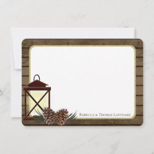 Lantern and Pine Rustic Thank you Card