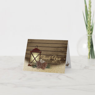 Lantern and Pine Thank You Note Card