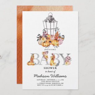 Lantern Baby Shower Watercolor Autumn Invitation