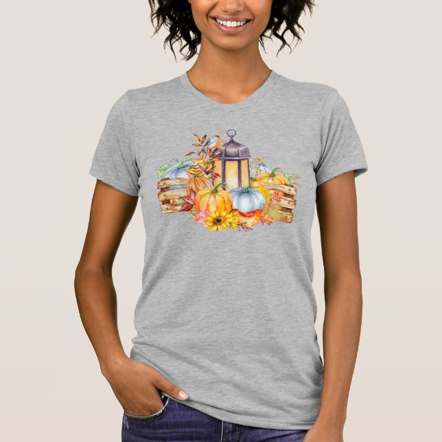 Lantern, Blue Bird and Sunflowers T-Shirt (Front)