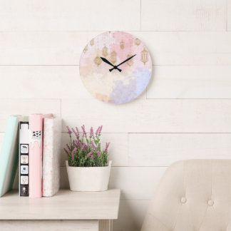 “Lantern Dreams” Pastel Ramadan  Large Clock