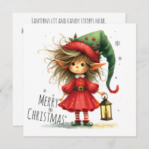 Lantern Elf – Whimsical Christmas Holiday Card