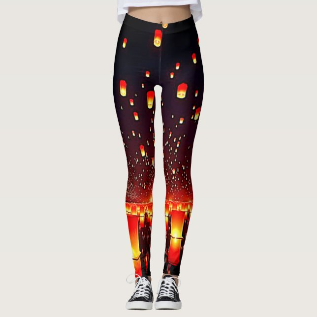Lantern Festival Night Glow Artwork Leggings (Front)