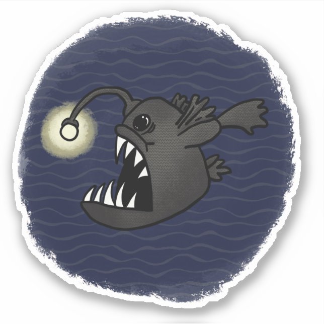 Lantern Fish Comic Book Style Sticker (Front)
