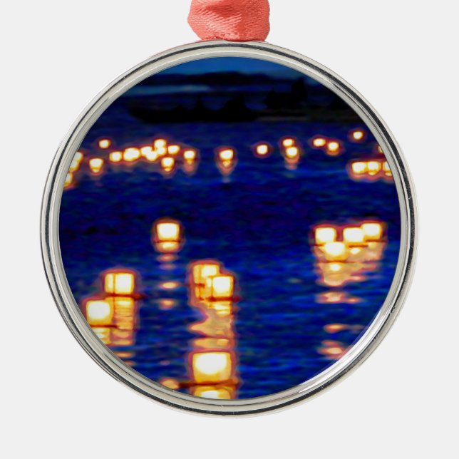 Lantern Floating Festival Metal Ornament (Front)