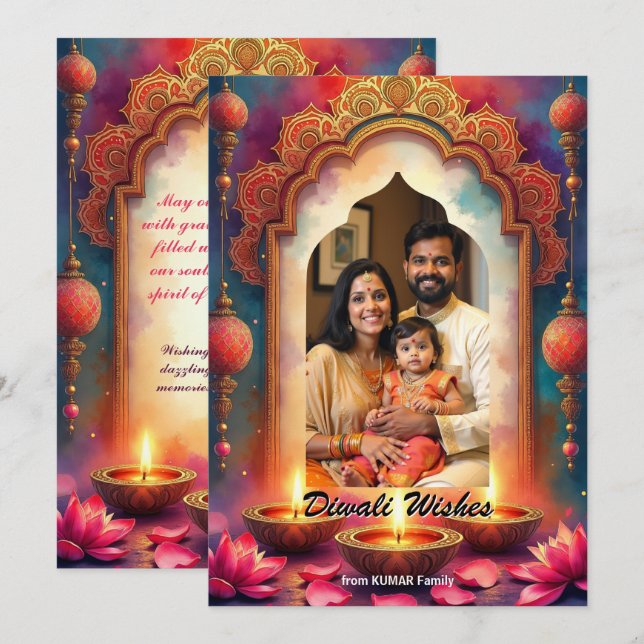 Lantern Glow Diwali Greeting Card (Front/Back)
