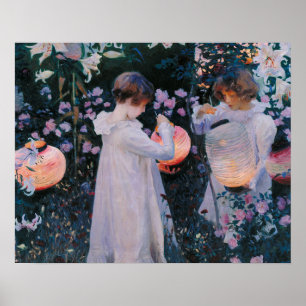Lantern Lighting Painting Vintage Poster