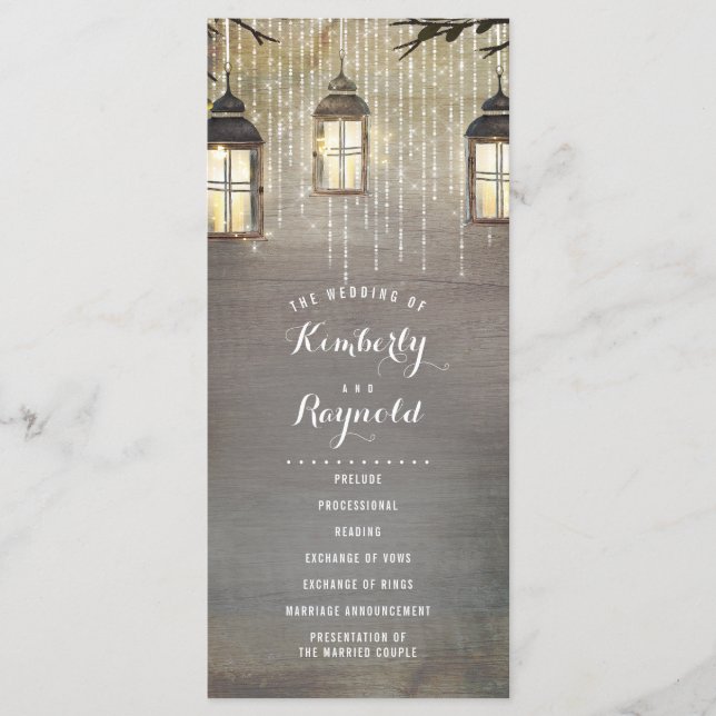 Lantern Lights Rustic Country Wedding Programs (Front)