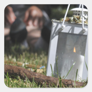 Lantern of light square sticker