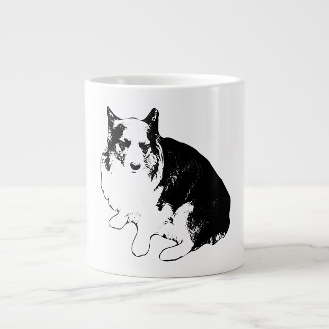Lantern-Porch Corgi Sips Large Coffee Mug (Front)