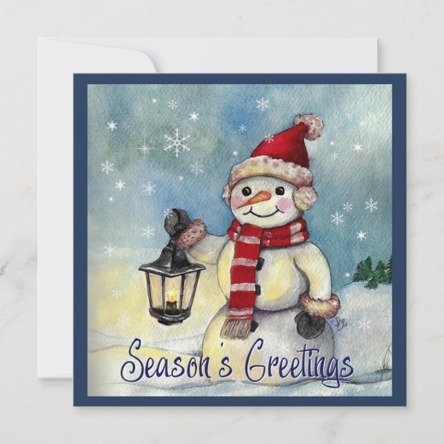  Lantern Snow Man  Holiday Card (Front)