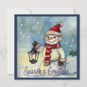  Lantern Snow Man  Holiday Card