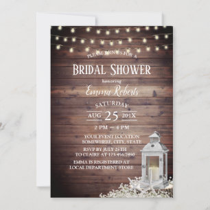 Lantern & Starfish String Lights Bridal Shower Invitation