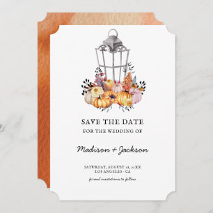 Lantern Watercolor Autumn Wedding Save The Date
