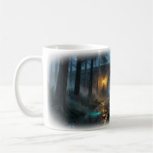 Lanterned Rain Railway Through Pines Mug
