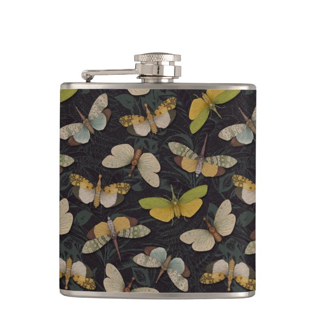 Lanternflies - Pyrops Candelaria & Planthoppers Hip Flask (Front)