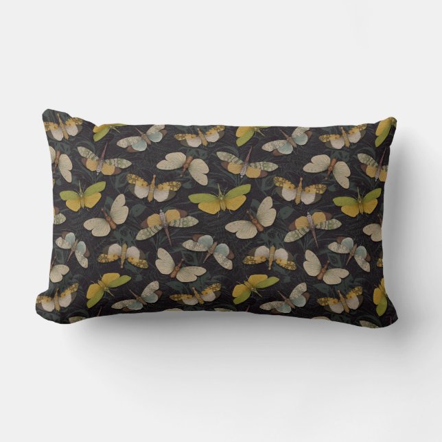 Lanternflies - Pyrops Candelaria & Planthoppers Lumbar Cushion (Front)