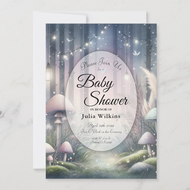 Lanternlight Dreams Enchanted Forest Baby Shower Invitation (Front)