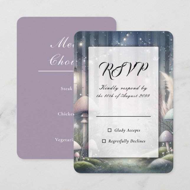 Lanternlight Dreams Enchanted Forest Wedding RSVP Card (Front/Back)