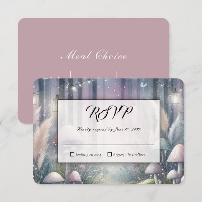 Lanternlight Dreams Enchanted Forest Wedding RSVP Card (Front/Back)