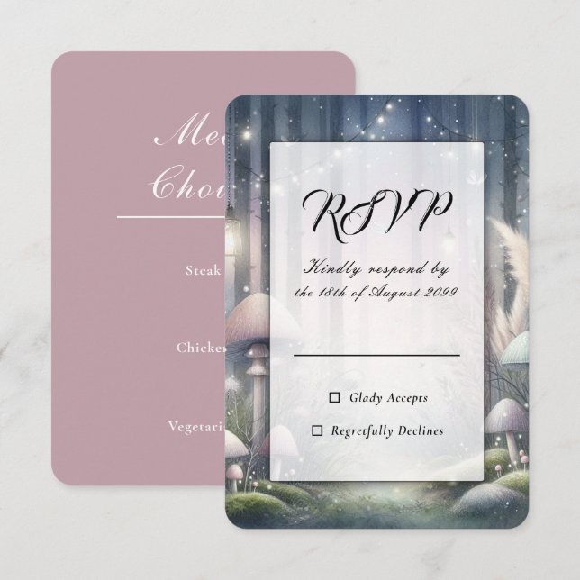  Lanternlight Dreams Enchanted Forest Wedding RSVP Card (Front/Back)